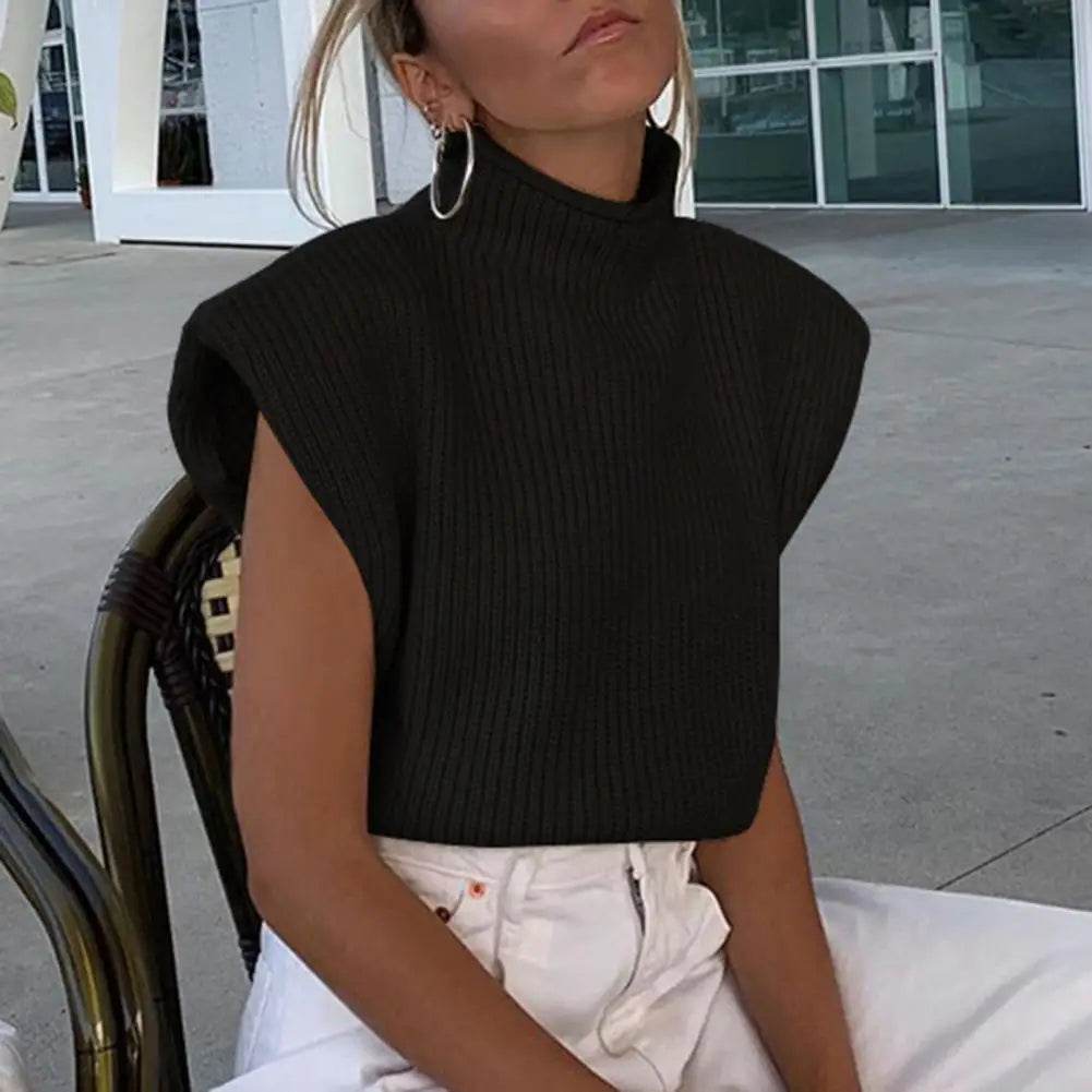 Buy Center Women's Sleeveless Vest Sweater - Warm Turtleneck Pullover - Buy Center UK