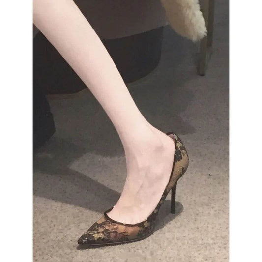Buy Center Elegant Pointed Toe High Heel Shoes - Summer Lace Design - Buy Center UK