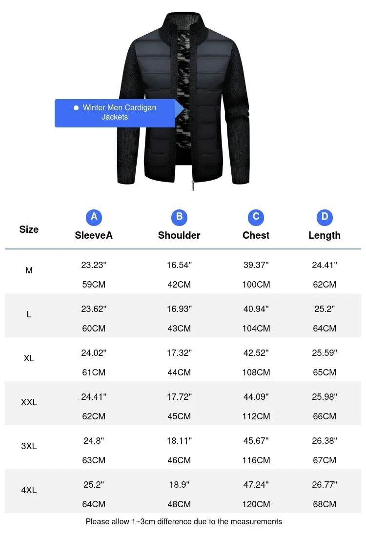 Buy Center Men's Winter Cardigan - Warm Fleece Lined Knit Jacket - Buy Center UK