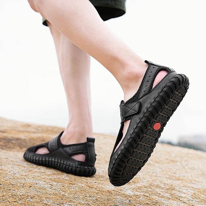 Buy Center Genuine Leather Men’s Sandals - Casual Summer Beach Shoes - Buy Center UK