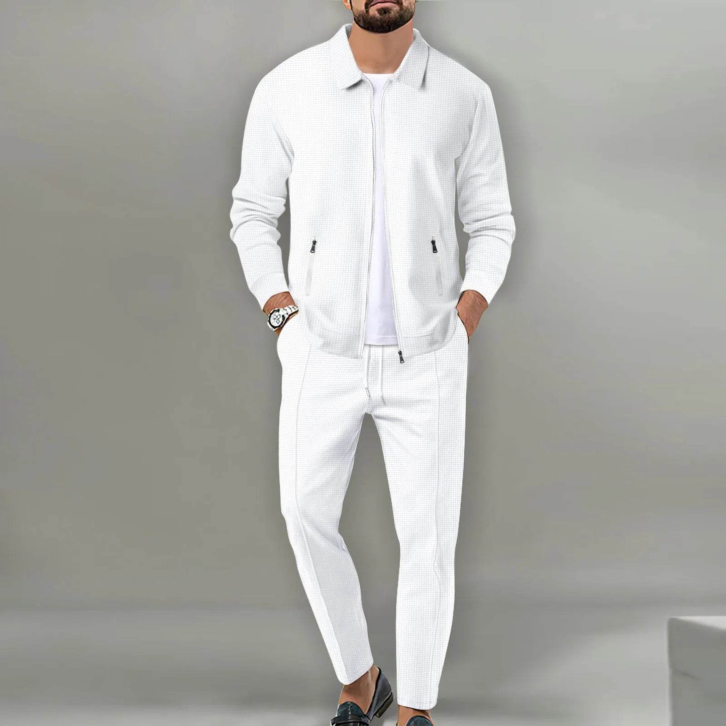 Buy Center 2025 Youth Slim Cardigan Jacket & Trouser Two-Piece Suit - Buy Center UK