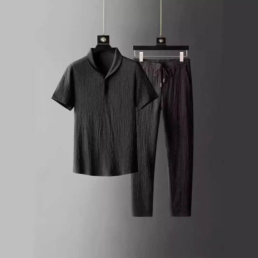 Buy Center Men's Summer Crinkled 2-Piece Set - Lightweight, Breathable - Buy Center UK