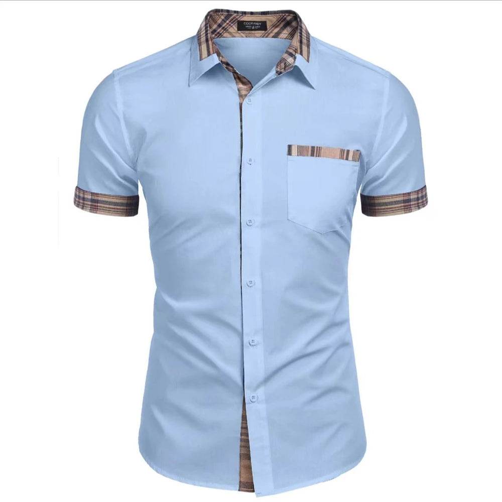 Buy Center Men's Summer Hawaiian Ice Silk Shirt - Casual Patchwork Design - Buy Center UK