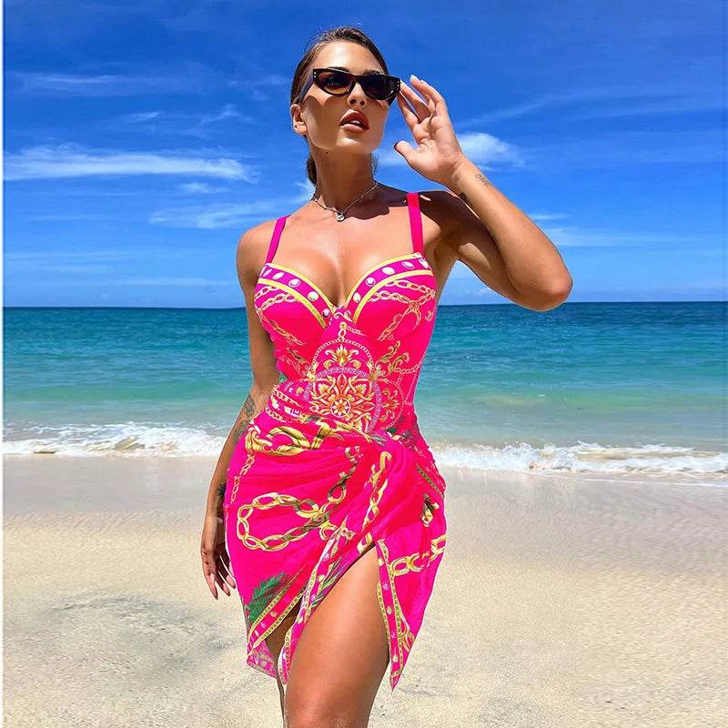 2024 Floral Printed Women’s Bikini Set - Push Up & Strappy Design - Buy Center UK