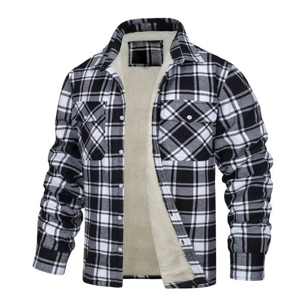 Buy Center Men’s Thick Plush Plaid Jacket - Warm Casual Winter Coat - Buy Center UK