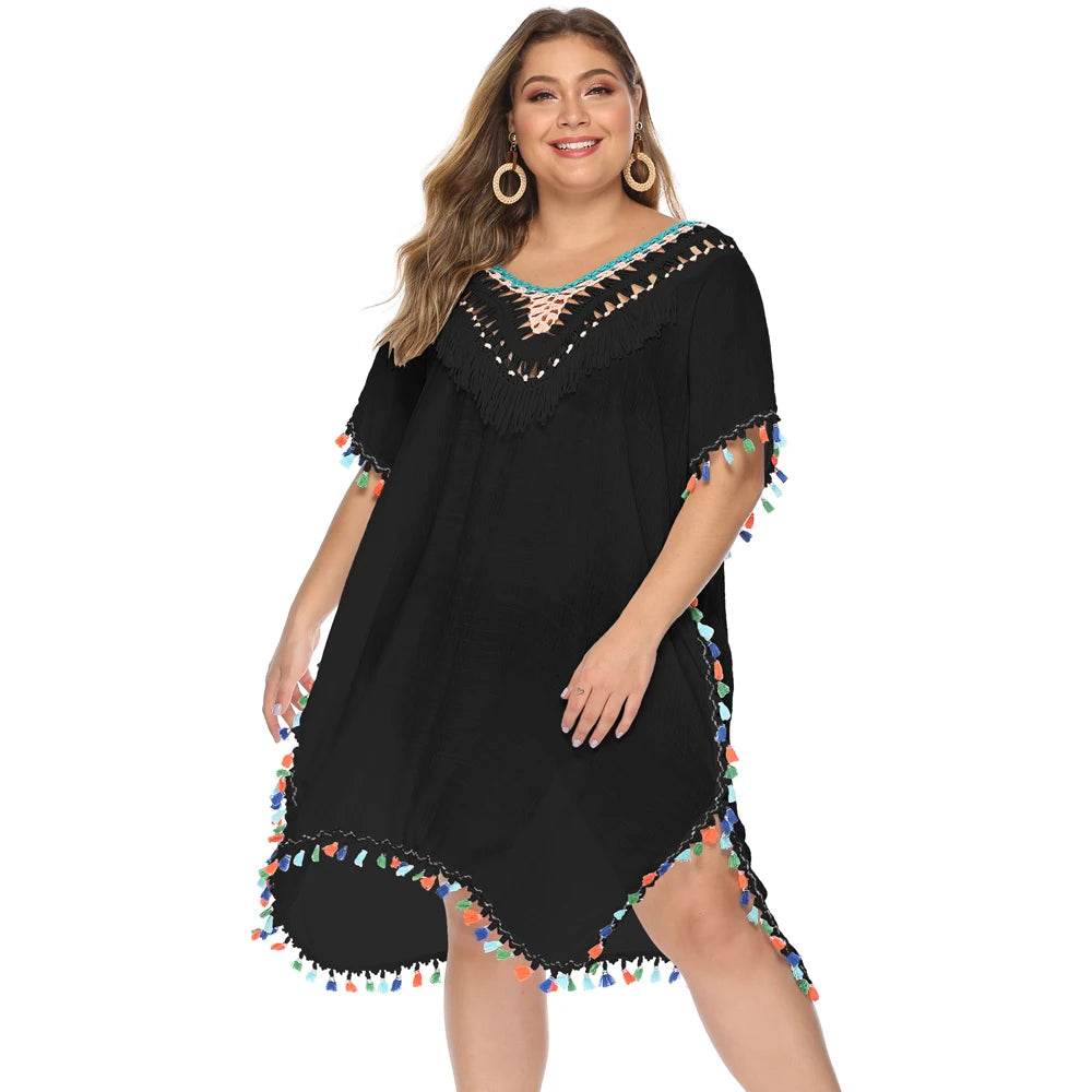 Plus Size Bikini Cover-Up Dress - Stylish Mesh Beach Wear for Women - Buy Center UK