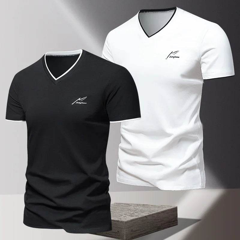 Buy Center Men's V-Neck Cotton T-Shirt - Stylish, Breathable Summer Wear - Buy Center UK