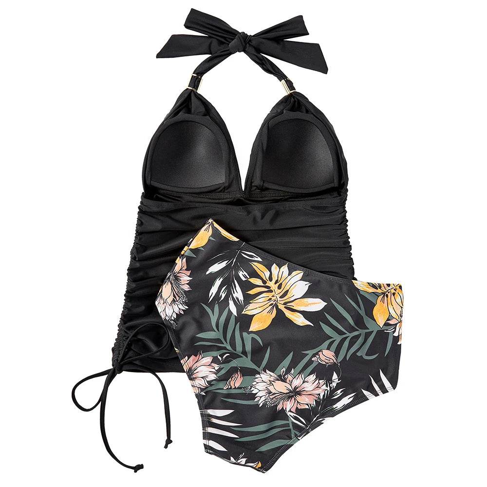 Buy Center High Waist Tankini Bikini Set - Stylish Bandage Print XL - Buy Center UK