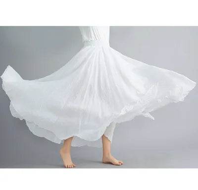 28-Color Mori Girl A-line Skirt - Cotton Linen, Elastic Waist - Buy Center UK