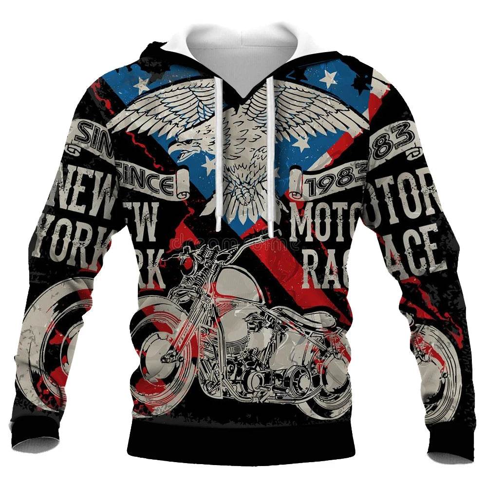 2023 Men's Vogue Skull Motorcycle Hoodie - Loose Fit, 3D Printed - Buy Center UK