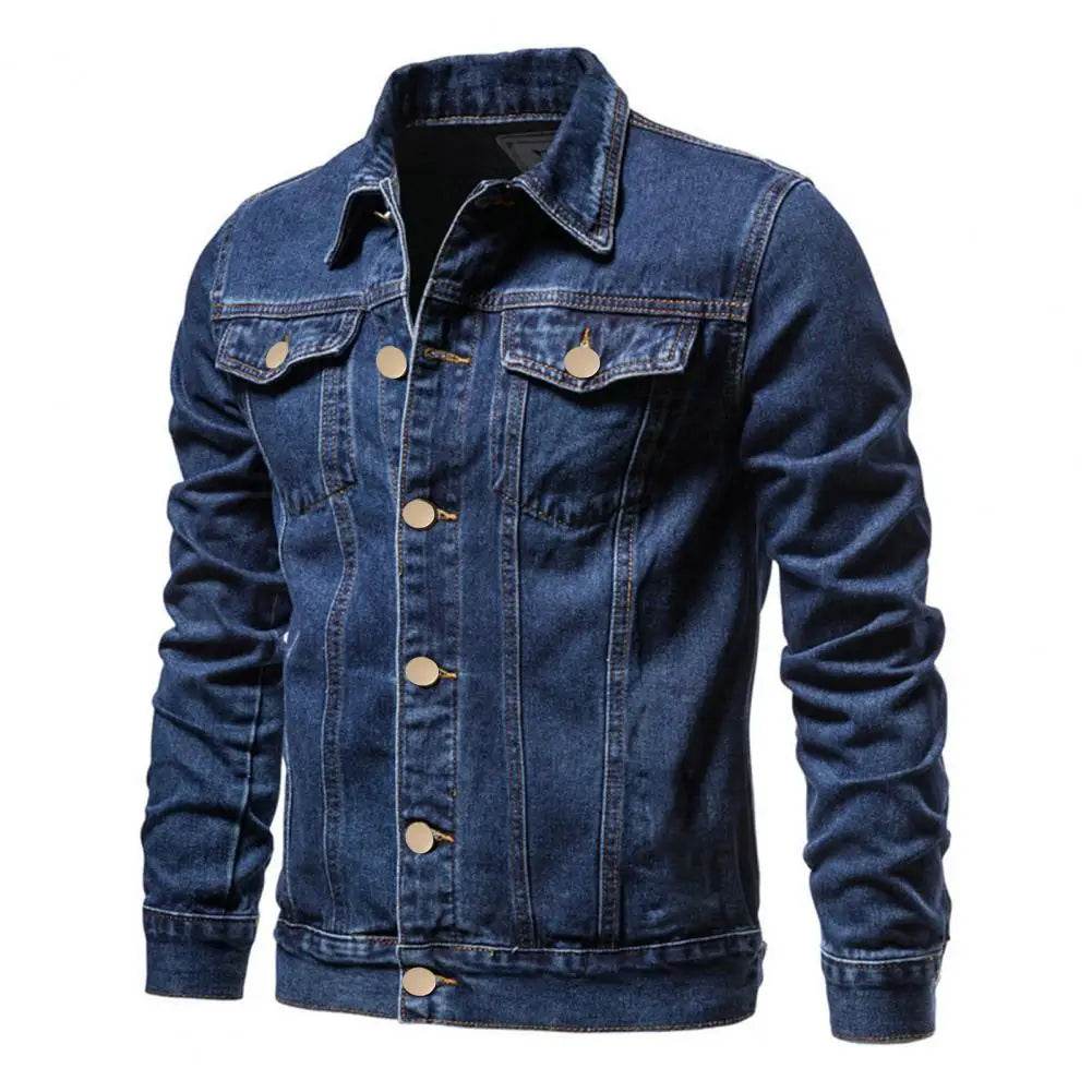 Buy Center Men Slim Fit Denim Jacket - Stylish Motorcycle Design - Buy Center UK