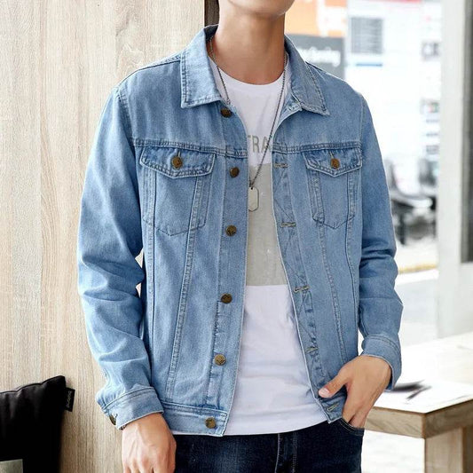 Buy Center Men's Denim Jacket - Casual Turn Down Collar, Spring Style - Buy Center UK