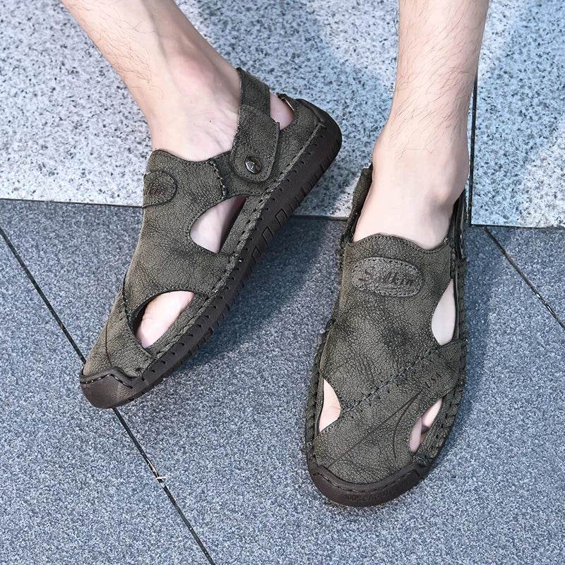 Buy Center Men’s Handmade Summer Sandals - Breathable Leather, Casual Style - Buy Center UK