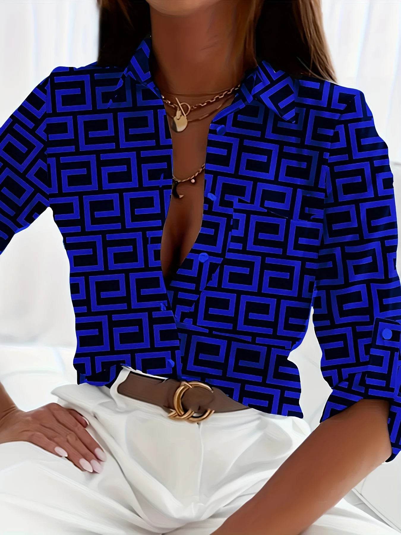 Buy Center Women's Plus Size Button Up Shirt - Retro Elegant Style - Buy Center UK
