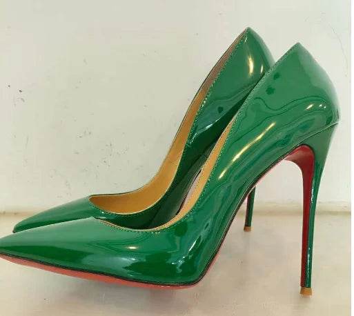 Buy Center Women's Patent Pointed Toe Slip-On Pumps - 12cm Heels - Buy Center UK