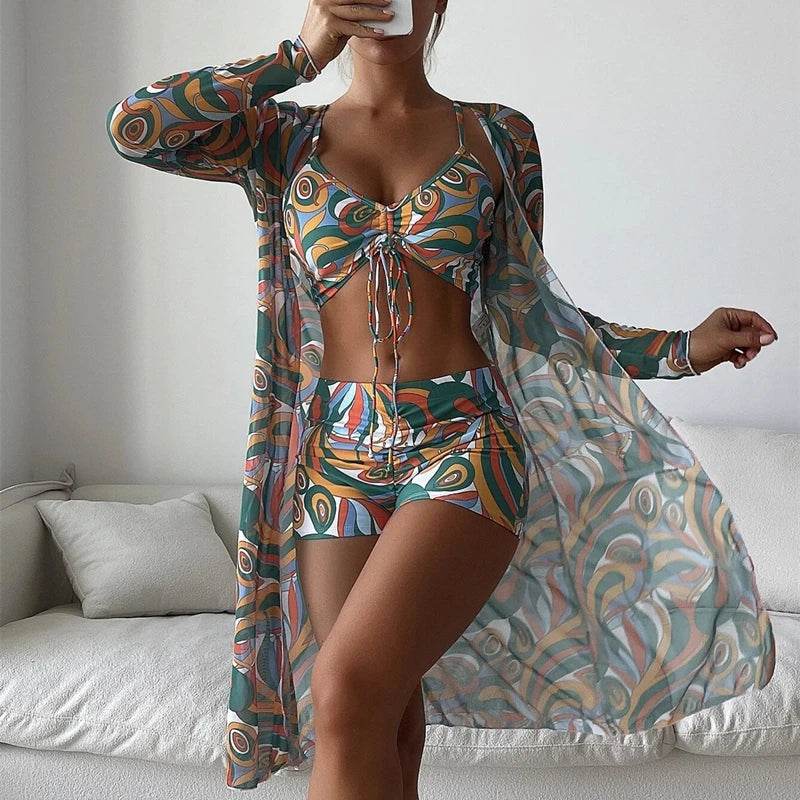 Buy Center 2025 Women's 3-Piece Swimsuit Set – Tankini, Cover-Up & Shorts - Buy Center UK