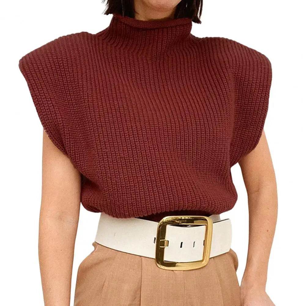 Buy Center Women's Sleeveless Vest Sweater - Warm Turtleneck Pullover - Buy Center UK