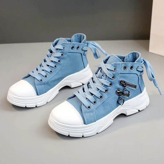 2024 Women's High Top Sneakers - Denim Canvas Lace-Up Boots - Buy Center UK