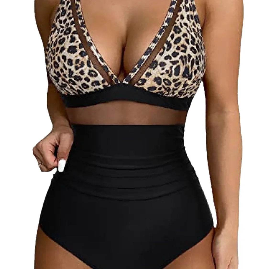 Buy Center Solid One-Piece Swimsuit - Deep V-Neck, Removable Bra - Buy Center UK