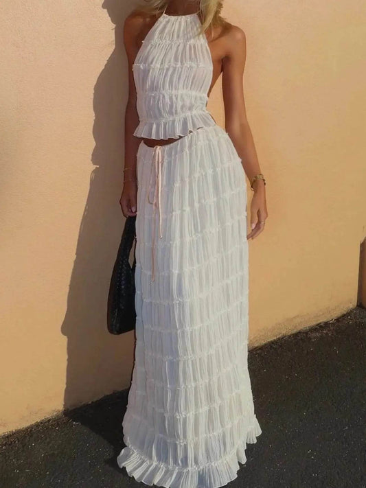 Buy Center Fashion Halter Neck Maxi Skirt Suit - Summer 2024 Style - Buy Center UK