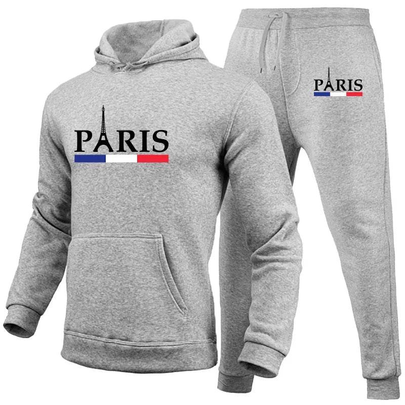 Buy Center Men's Hoodie Set - Paris Print Sweatshirt & Jogger Pants - Buy Center UK