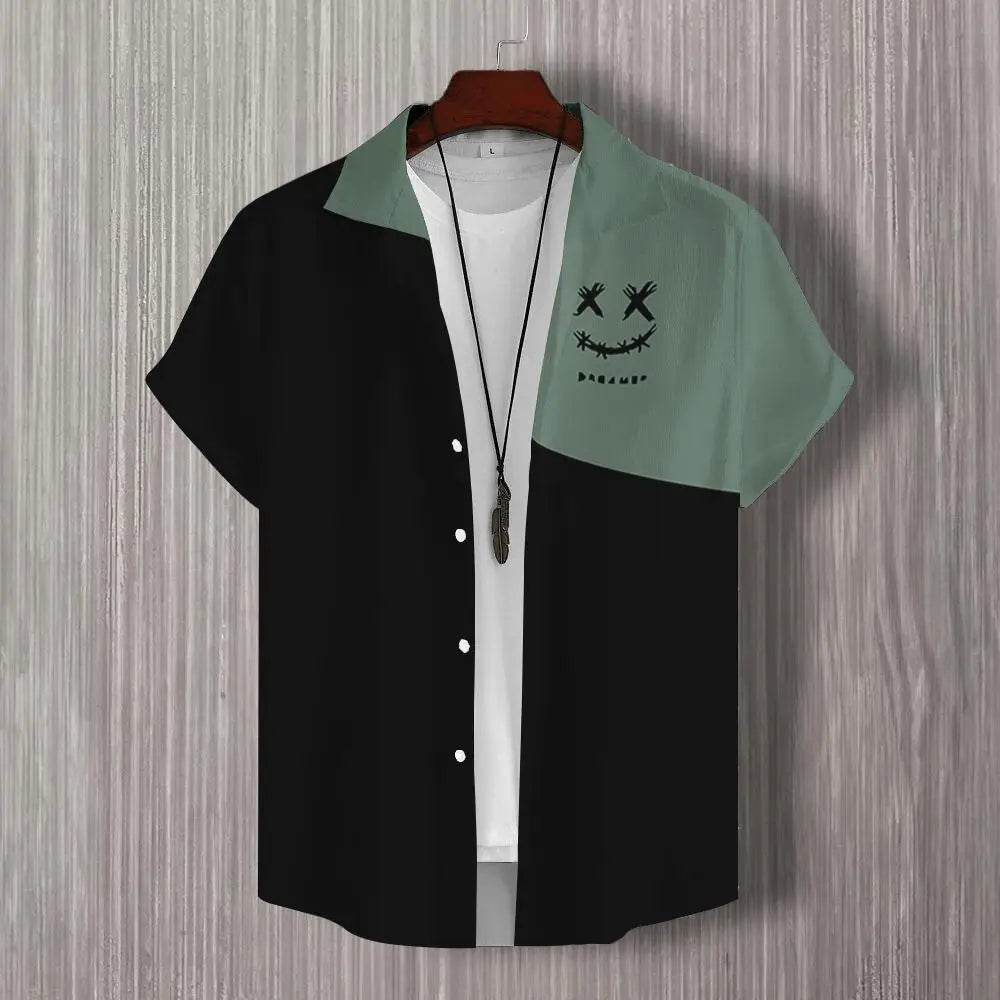 Buy Center 3D Patchwork Print Short Sleeve Shirt - Oversized Hawaiian Style - Buy Center UK