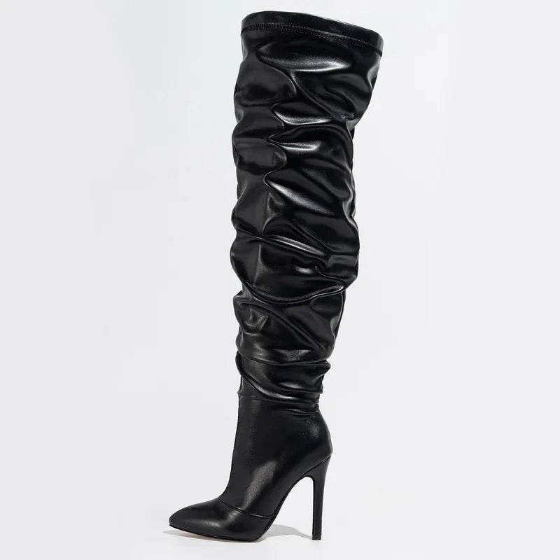 Stylish Women’s Side Zipper High Heel Long Boots for Nightlife - Buy Center UK