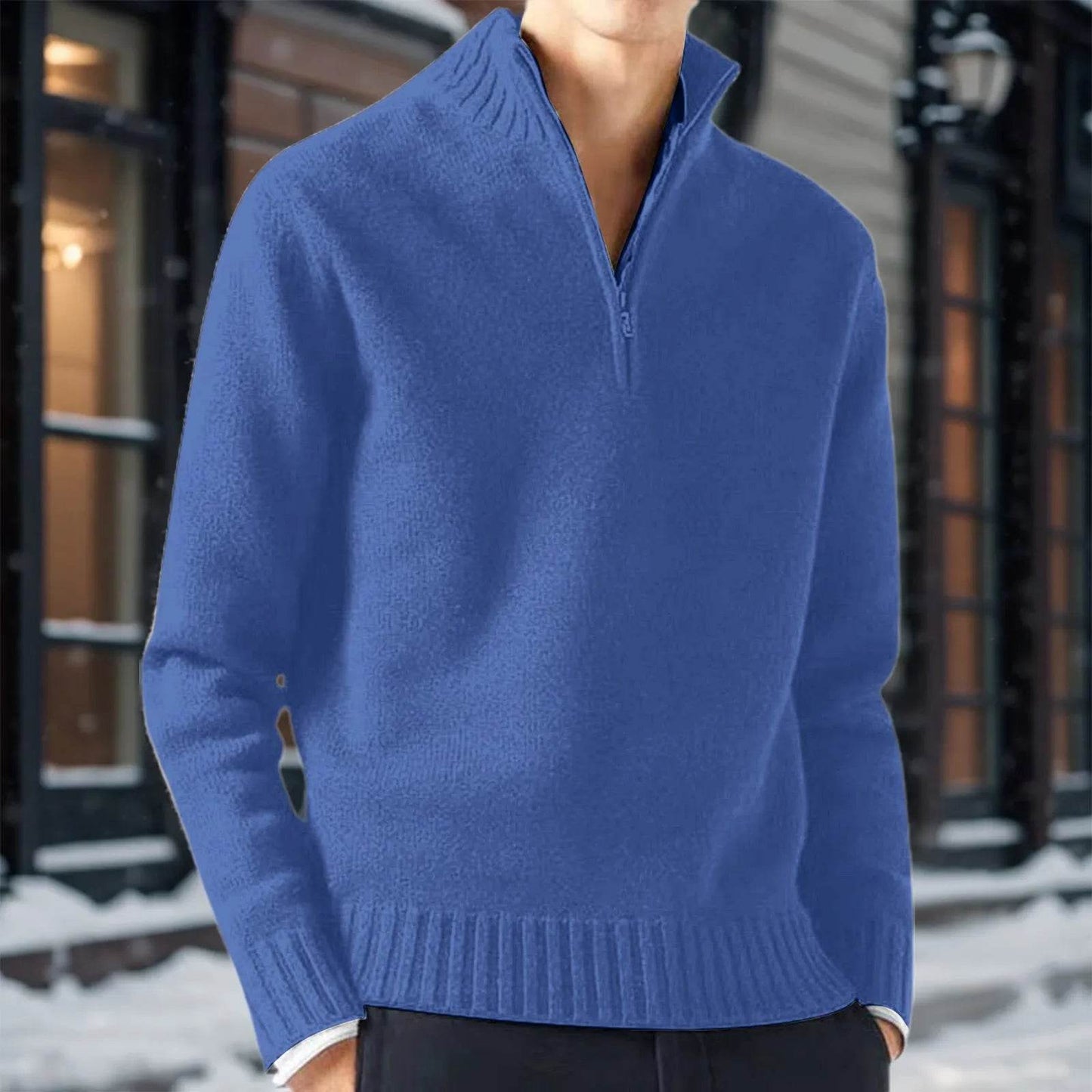 Buy Center Zipper Turtleneck Men's Sweater - Casual Knit Pullover - Buy Center UK