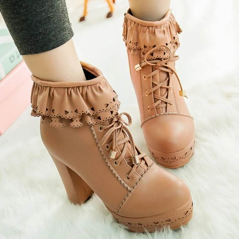 Buy Center Women's Ankle Boots - Platform Footwear in White, Black, Pink - Buy Center UK