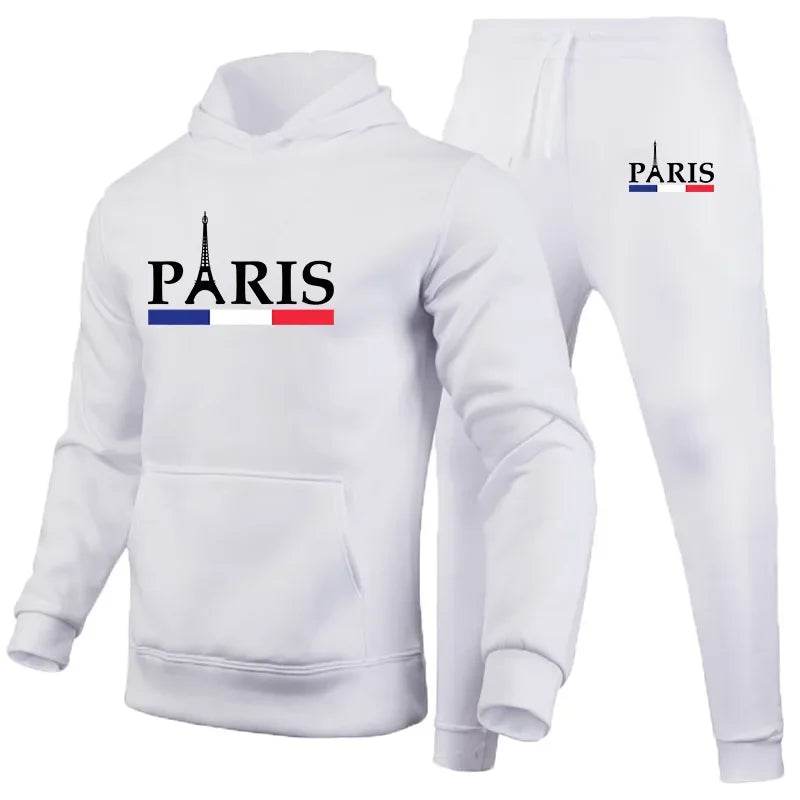 Buy Center Men's Hoodie Set - Paris Print Sweatshirt & Jogger Pants - Buy Center UK