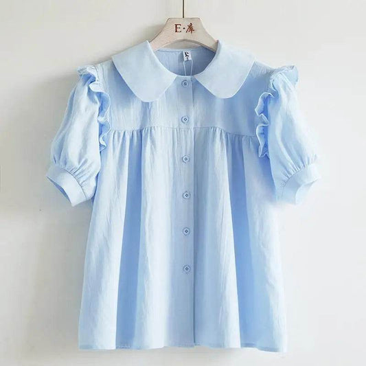 Buy Center Blue Peter Pan Collar Blouse - Lightweight Spring Top - Buy Center UK