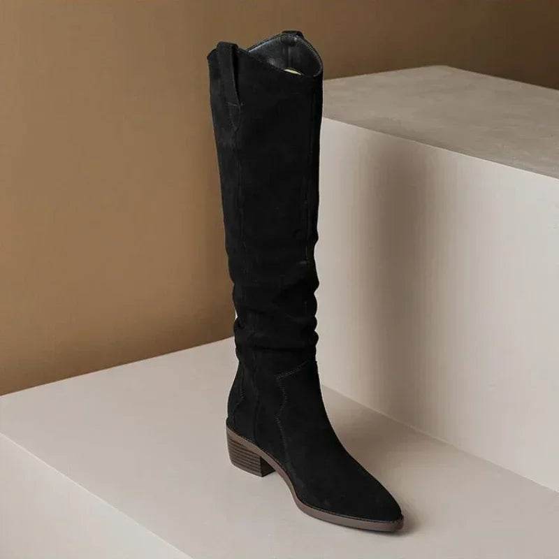 Buy Center Women's Vintage Knee-High Boots - Elegant Slim Fit Style - Buy Center UK