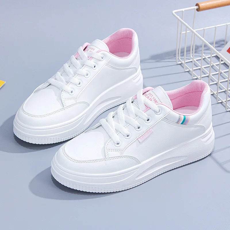Buy Center Women White Sneakers - Lace-Up, Thick Bottom, Anti-Slip - Buy Center UK