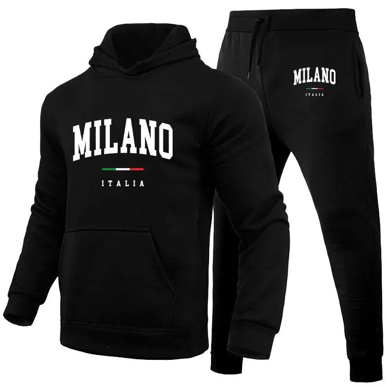 Buy Center Men’s Luxury Milano Print Hoodie Set - Casual Streetwear - Buy Center UK
