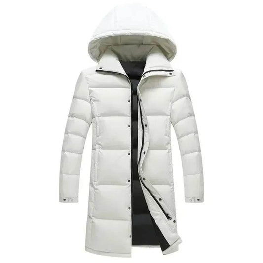 Buy Center Men's Long Hooded Puffer Jacket - Windproof, Warm, Casual - Buy Center UK