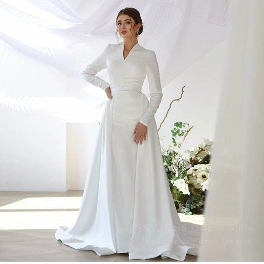 SSYTENS Long Sleeve Muslim Evening Dress - Elegant Mermaid Gown - Buy Center UK