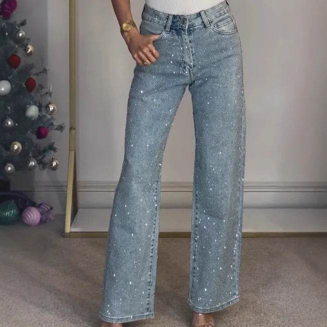 Buy Center Women's High Waist Straight Jeans - Distressed Vintage Style - Buy Center UK