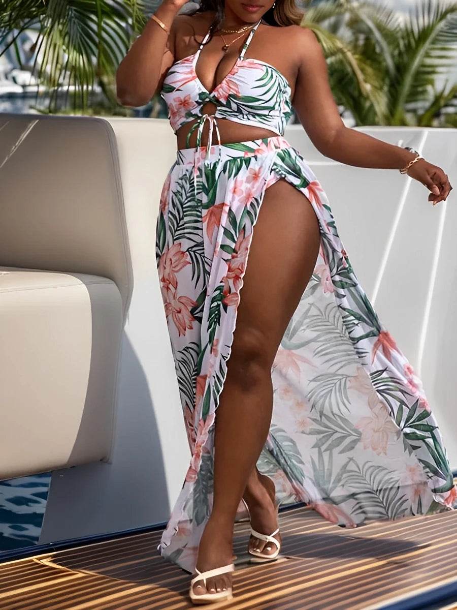 2025 Large Plus Size Halter Bikini - High Waist 3 Piece Swimwear - Buy Center UK