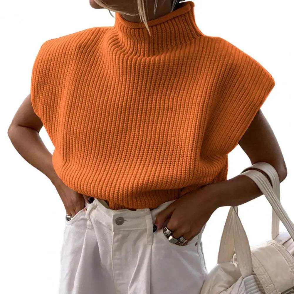 Buy Center Women's Sleeveless Vest Sweater - Warm Turtleneck Pullover - Buy Center UK