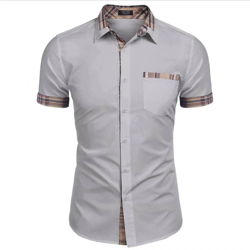 Buy Center Men's Summer Hawaiian Ice Silk Shirt - Casual Patchwork Design - Buy Center UK