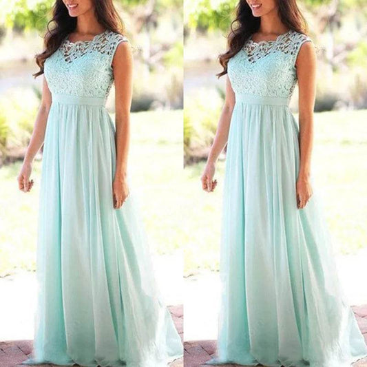 Elegant Pink Bridesmaid Dress - A-Line Lace Maxi Gown - Buy Center UK