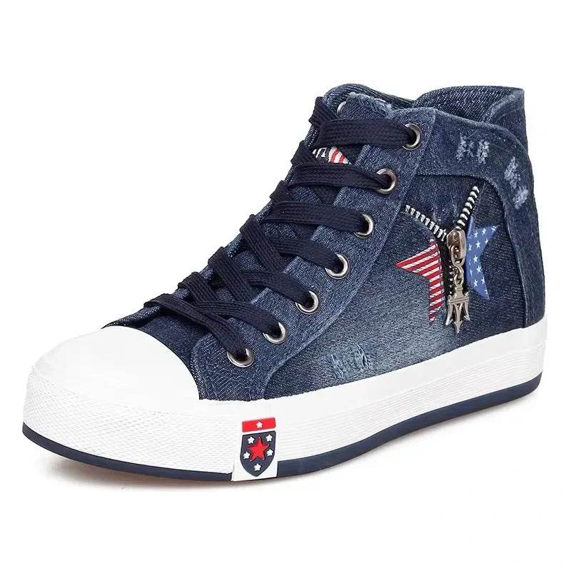 Buy Center Women's High Top Sneakers - Stylish Denim Casual Footwear - Buy Center UK