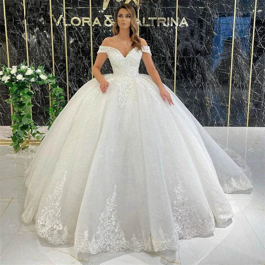 Customized Off The Shoulder Wedding Dress - Elegant A-Line Tulle Gown - Buy Center UK