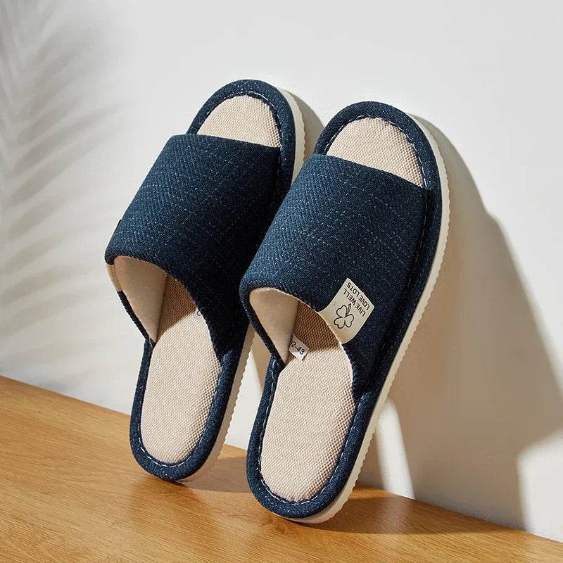 Buy Center Men’s Linen Slippers - Open-Toed, Comfortable for Home - Buy Center UK