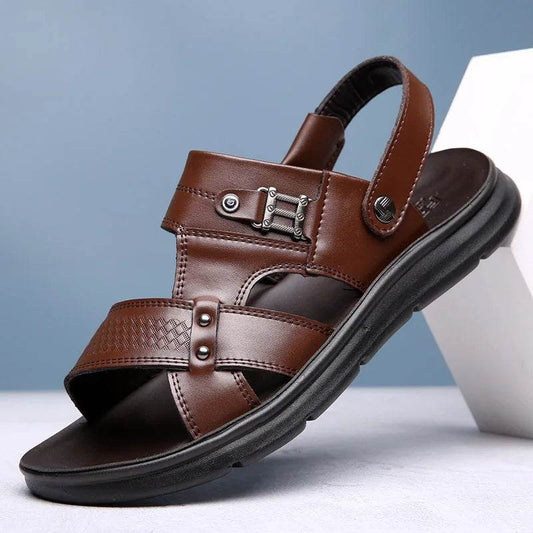 Buy Center Genuine Leather Sandals - Casual Anti-Slip Beach Shoes - Buy Center UK
