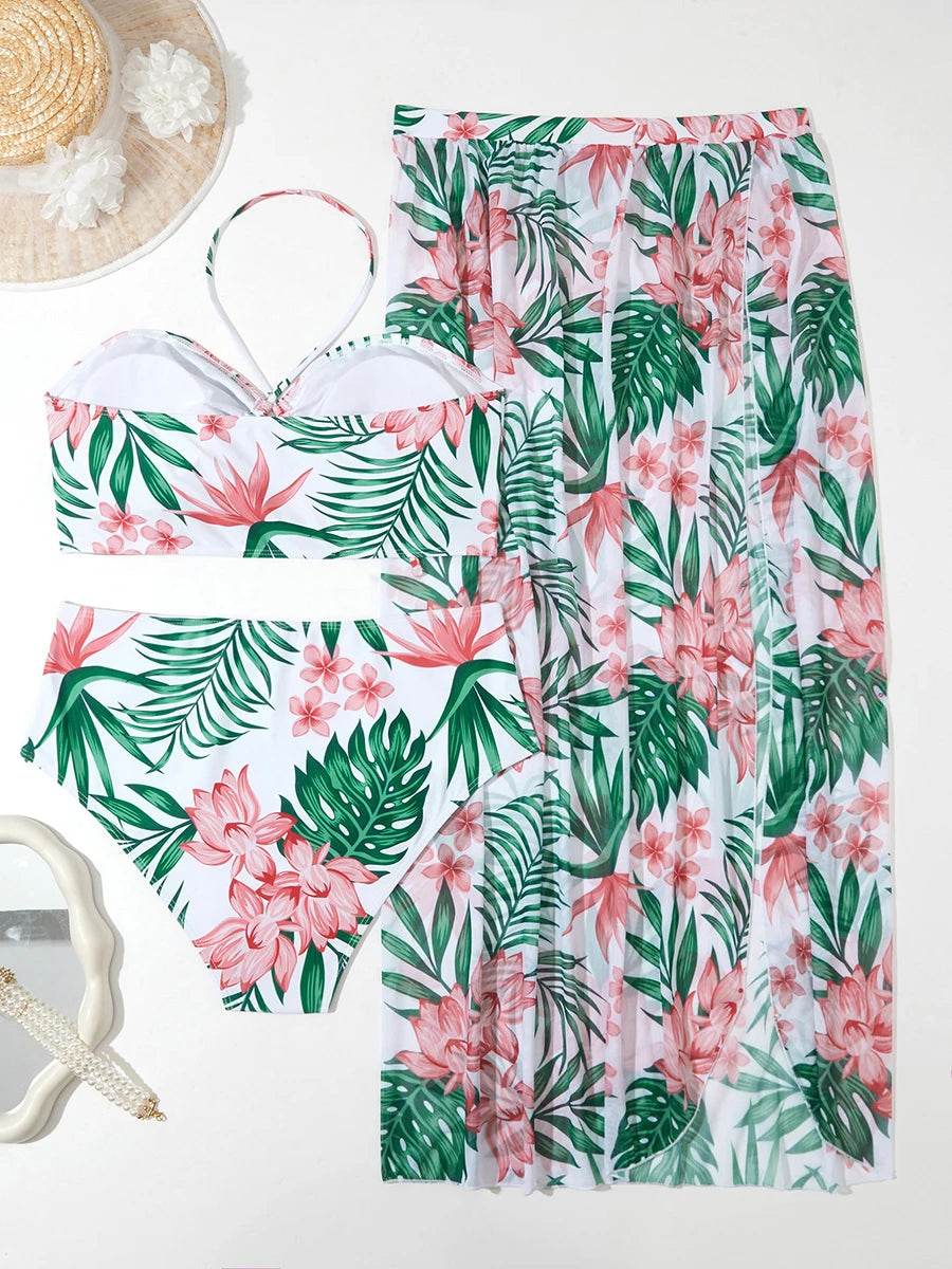 2025 Large Plus Size Halter Bikini - High Waist 3 Piece Swimwear - Buy Center UK