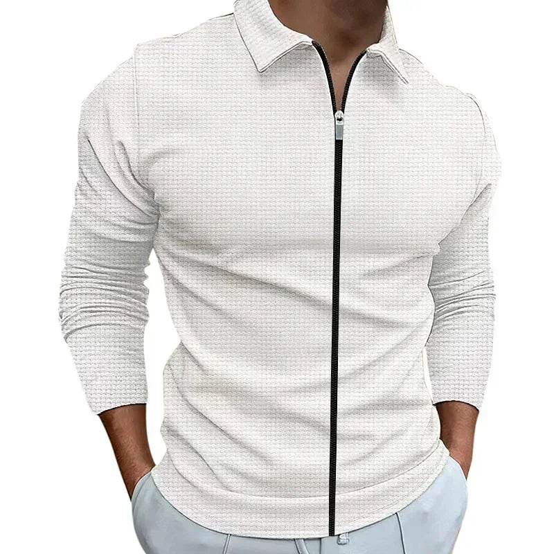 Buy Center Men's Lapel Zipper Jacket - Stylish Slim Fit Cardigan - Buy Center UK