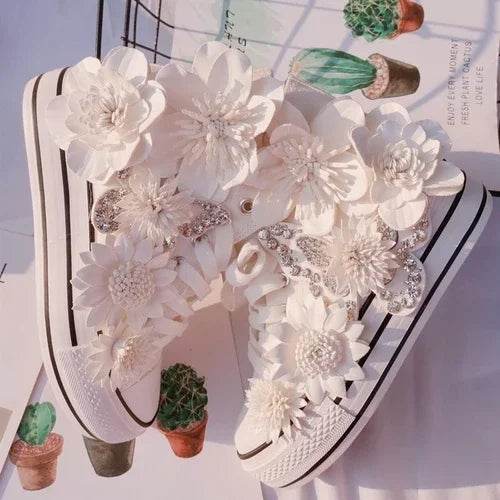 Buy Center Women's High-Top Canvas Shoes - Elegant Floral Design - Buy Center UK