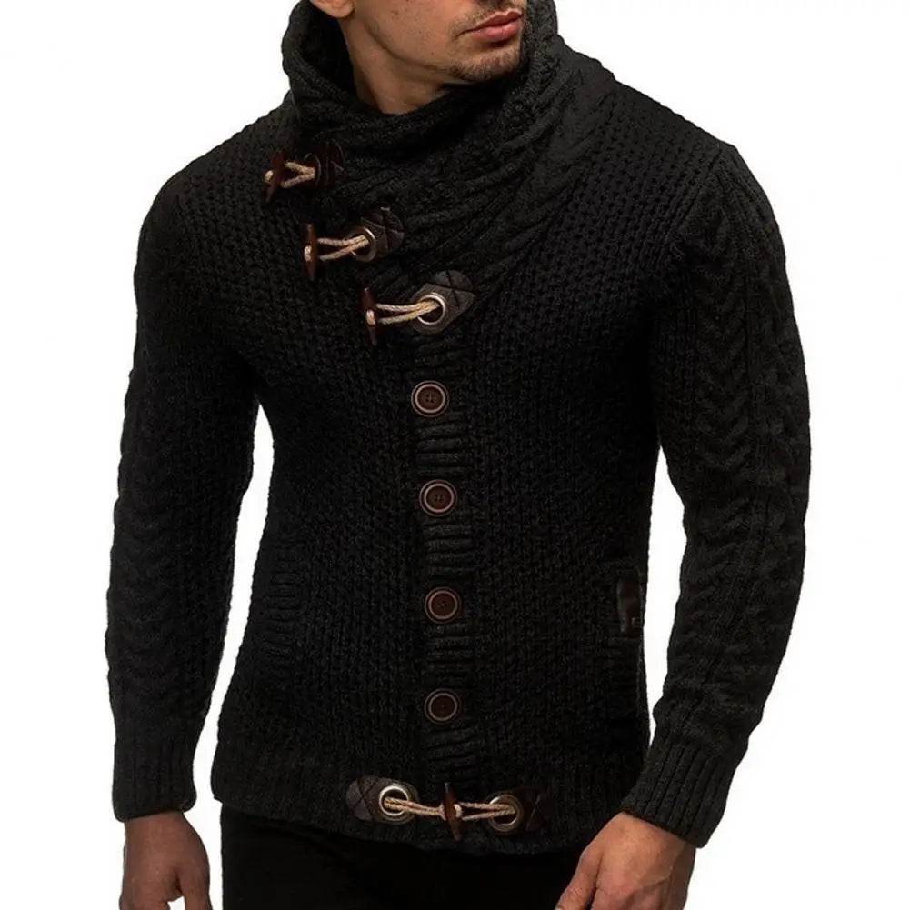 Vintage Turtleneck Cardigan Sweater - Slim Fit, Long Sleeve Men’s Knitwear - Buy Center UK