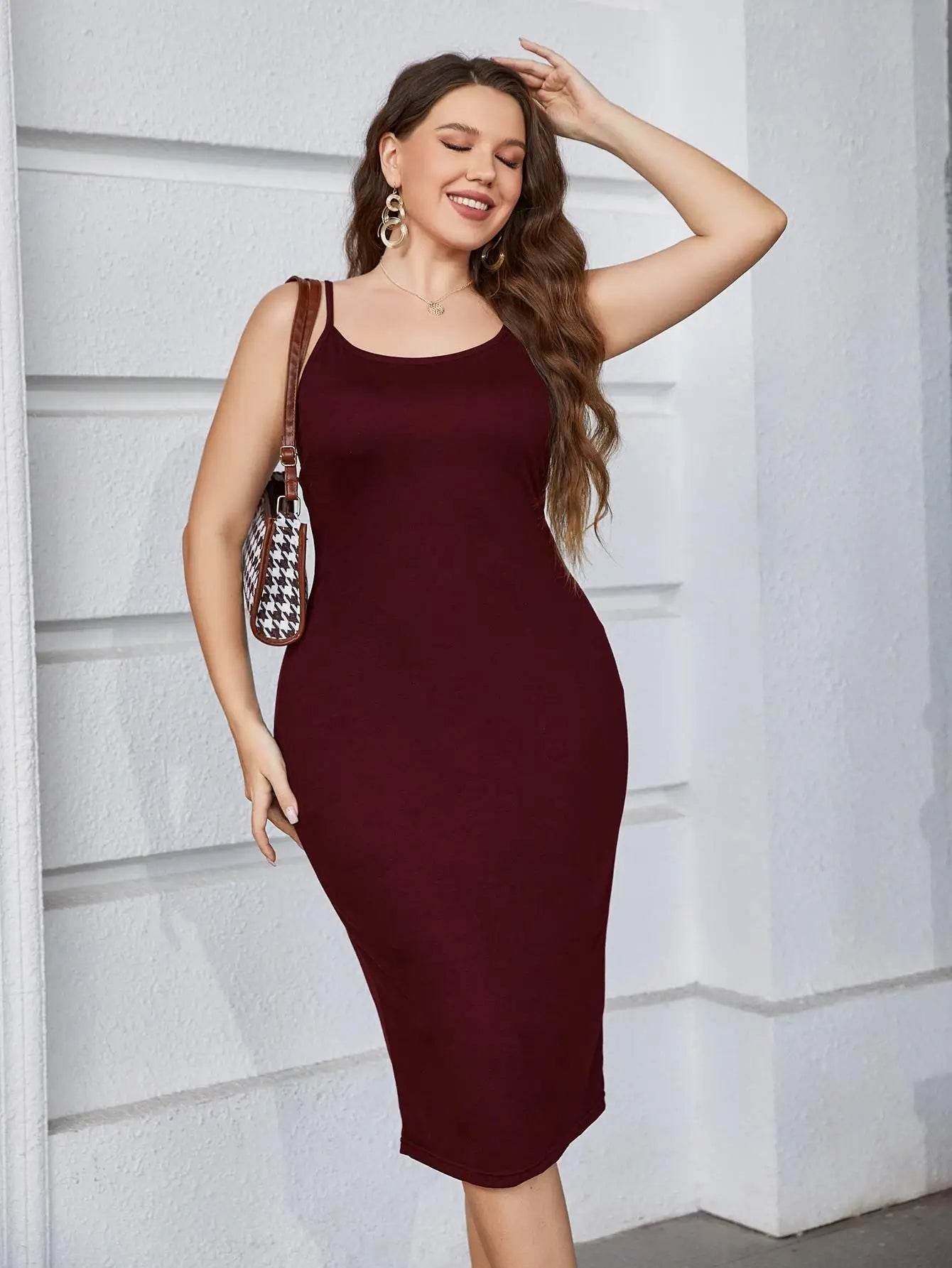 Buy Center Plus Size Sleeveless Spaghetti Strap Cocktail Dress - Buy Center UK